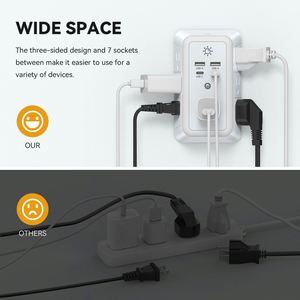 11 en 1 prise USB Extender parasurtenseur 1800 <span class=keywords><strong>Joules</strong></span> 7 AC Multi Plug 3 Side Swivel Power Strip Splitter - Product Image 4