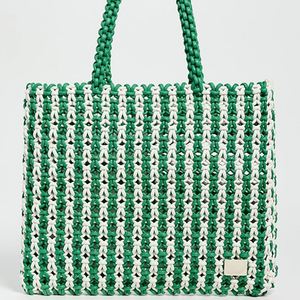 Women's Bohemian Crochet Striped Open Top Shoulder <b>Beach</b> <b>Bag</b> <b>Large</b> Portable Tote Custom Logo for Winter Summer Autumn All Travel - Product Image 2