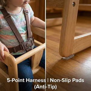 Seggiolone Moderno in Legno per Bambini con Design Ergonomico, Sgabello in Legno Massello per <span class=keywords><strong>Cucina</strong></span> e Camera da Letto - Product Image 5
