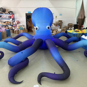 Ballon géant gonflable pieuvre bleue méduse en tissu Oxford avec lumières LED, résistant au vent et durable pour décorations de clubs, scènes et parcs marins - Product Image 1