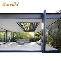 Personnalisé Moderne Luxuria Toit Pergola Mur-encastré Rétractable Hardtop Hangar Auvent Tente Smart Telo Empilable Revêtement en Poudre