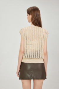 T-shirt da donna con scollo a V <span class=keywords><strong>in</strong></span> <span class=keywords><strong>Tulle</strong></span> e paillettes di qualità personalizzata maglione a righe con bordo a coste - Product Image 5