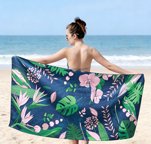 Serviette de plage en microfibre à séchage rapide, grande taille, sans sable, avec logo, imprimé floral tropical personnalisé, de luxe - Product Image 3