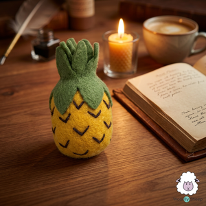 Ananas en feutre de laine avec feuilles vertes, fruits de jeu d'imitation, jeu imaginatif pour enfants, accessoires photo, décoration - Product Image 6