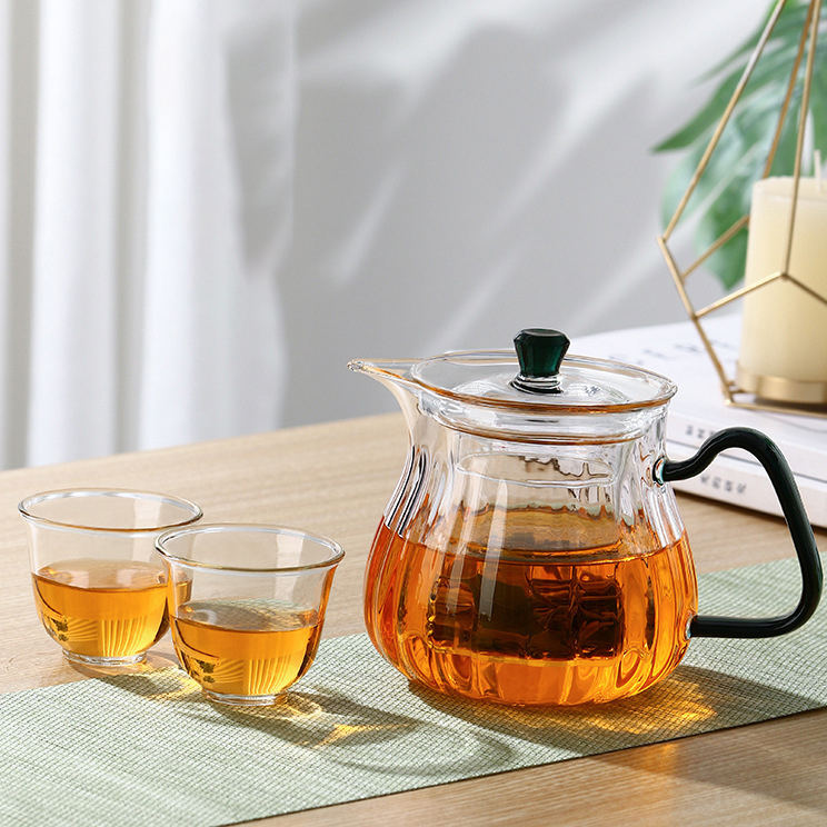 Théière en verre émaillé résistant à la chaleur - Théière créative en verre émaillé - Théière et tasse en cristal - Rouge