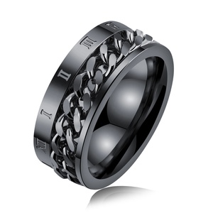 Chuỗi Vòng Cử Động Cá Tính Đàn Ông Nhẫn Nam Trang Sức Biker Rãnh Cạnh Thép Không Gỉ Spinner <span class=keywords><strong>Ring</strong></span> - Product Image 1