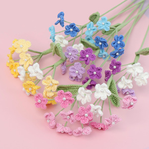 Nueva Llegada 7-Cabeza <span class=keywords><strong>de</strong></span> Ganchillo <span class=keywords><strong>de</strong></span> Lana <span class=keywords><strong>de</strong></span> Punto Flor Ornamento Multi-Color Forget-me-not Rama Perla Hoja Día <span class=keywords><strong>de</strong></span> San Valentín Año Nuevo - Product Image 1