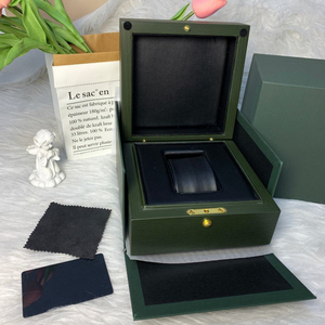 Custom Logo Wooden Watch Box with Green Piano <b>Paint</b> Finish Gift Packaging <b>Set</b> Includes Card & Certificate Storage for Men - Product Image 1