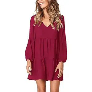 2021 UAS Super Sexy Ladies Summer Tunic Dress V-Neck Casual Loose and Flowing Swinging Straight Dress Wholesale Free Shipping