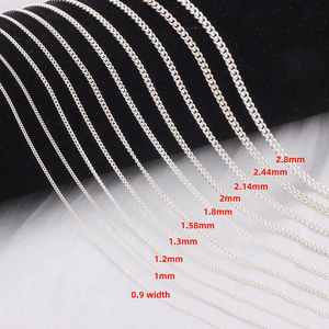 Rantai pinggiran rantai Pria Multi ukuran 0.9-2.8mm rantai Tautan Kuba perak murni S925 mewah untuk pembuatan perhiasan gelang wanita DIY - Product Image 1
