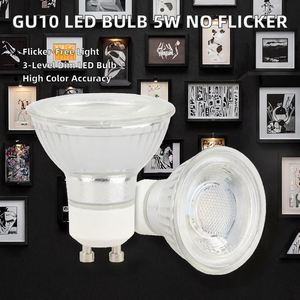 Ampoule LED GU10 à 3 niveaux de gradation, CRI élevé, 5W, sans scintillement, spot encastré avec corps en verre, alimentation AC LED-GU10 - Product Image 2
