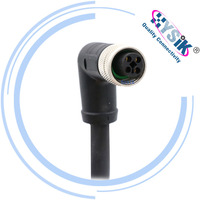Conector de Sensor Actuador M12 de 5 Pines con Código A, Moldeado con Cable Impermeable de PVC PUR Blindado/No Blindado