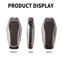 Accessoires de voiture haut de gamme, housse de clé à distance en cuir et métal avec porte-clés pour BYD Yuan Song Qin Atto 3 Han EV Dolphin Seal