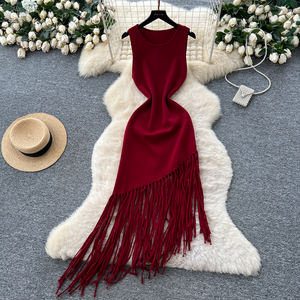 夏季罗马不对称修身休闲迷你女装无袖帝国流苏蕾丝连衣裙 - Product Image 3