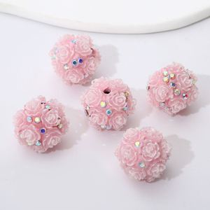 Hot Sale 20mm Porcelain Clay Painted Round Rose Flower Ball Shiny Crystal Loose Beads <b>Colorful</b> <b>Pen</b> Bracelet Making - Product Image 5