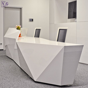 Mostrador de Recepción <span class=keywords><strong>para</strong></span> 2 Personas, Diseño Blanco sin Costuras, Superficie Sólida, Forma de Diamante, <span class=keywords><strong>para</strong></span> Área de Espera de Oficina - Product Image 1