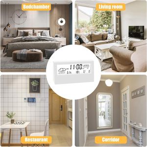 घर की सजावट के लिए इलेक्ट्रॉनिक इनडोर तापमान कैलेंडर के साथ ओम स्वीकार्य डिजिटल एब्स सामग्री एलसीडी सरल टेबल अलार्म घड़ी - Product Image 6