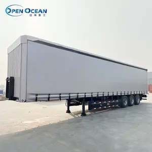 3 essieux Van Truck Trailer Boîte fermée Cargo Transport PVC Bâche coulissante 45FT 40FT Rideau côté Semi-remorque