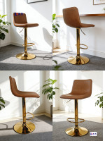 Chaise de bar pivotante réglable en tissu et cuir, avec structure en fer, design moderne pour salon