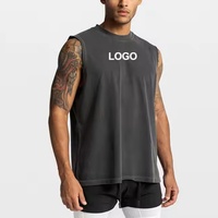 Camiseta sin mangas de algodón transpirable de alta calidad para correr, chaleco deportivo con bordado 3D, estilo vintage lavado, talla grande, para gimnasio, para hombre