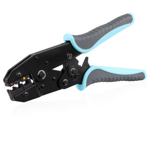 KHC Ratchet Type Labor-Saving Pre-Insulated Terminal Crimping Pliers <b>Soft</b> Grip Plastic Handle Black Oxide Finish Industrial <b>Wire</b> - Product Image 6
