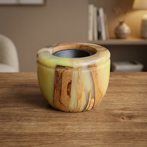 Brûleur d'encens artisanal en bambou et résine, vert et marron, diffuseur d'arômes, support pour encens, maison, hôtel, restaurant, Bakhoor unique - Product Image 1