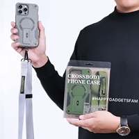 Coque de Téléphone Magnétique Antichoc avec Lanière et Fixation Sécurisée, Support Téléphone Magnétique pour iPhone 15 16 17