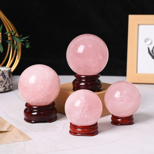 Hot Sale Natural Healing <b>Crystal</b> Stone Craft Hand Polished Rose Quartz Sphere <b>Crystal</b> <b>Ball</b> for Decor - Product Image 5