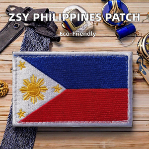 ZSY personnalisé haute qualité Philippines drapeau patchs brodés paillettes décoré patch en tissu autocollant pour gilet tactique - Product Image 2