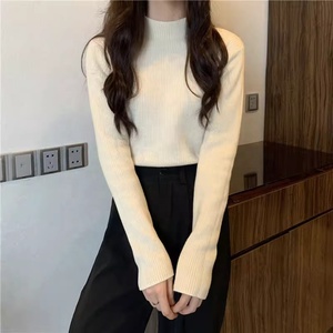 <span class=keywords><strong>Pull</strong></span> en polaire tricoté pour <span class=keywords><strong>femme</strong></span> - Chaleur automne et hiver - <span class=keywords><strong>Sous</strong></span>-vêtement épais à <span class=keywords><strong>col</strong></span> semi-haut - Product Image 2