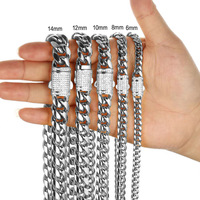 Chaîne cubaine en acier inoxydable de 6 à 18 mm de large, chaîne en or pour homme, chaîne cubaine en or 14K 18K