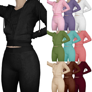 Nuovo Set Invernale da <span class=keywords><strong>Donna</strong></span> in 3 Pezzi, Taglia Grande, in Pile Doppio Strato 100% Poliestere, Felpa con Cappuccio e Pantaloni - Product Image 2