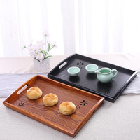 Plateau de service rectangulaire en bois ajouré pour fruits, thé, café, vaisselle de table pour hôtel, maison, cuisine, décoration