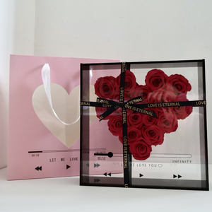 Boîte à fleurs en acrylique pour fleurs éternelles, en forme de cœur, cadeau de demande en mariage, idéale pour les célébrations d'anniversaire et - Product Image 1