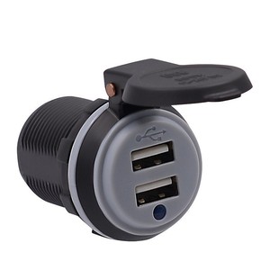 Caricatore <span class=keywords><strong>USB</strong></span> Doppio 5V 48A per Auto, Moto, Bici Elettrica, Modifica <span class=keywords><strong>Accendisigari</strong></span>, con Coperchio Impermeabile per Telefono - Product Image 1