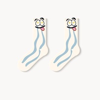 Nouvelles Chaussettes Tube Femme 2026 Mignonnes et Amusantes, Printemps-Été, Absorbantes, Désodorisantes, Personnalisées, Sans Coutures, Motif Dessin Animé, avec Manchette Décorative
