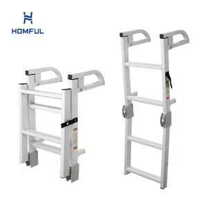 Escalera Plegable de 4 Peldaños para Bote Pontón HOMFUL, Escalera de Embarque de Aluminio con Barandillas Dobles, Carga Máxima de 300 LBS, Montaje en Cubierta que Ahorra Espacio - Product Image 1