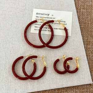 Pendientes de <span class=keywords><strong>Aro</strong></span> Rojos Novedad 2026, de Lujo Exclusivo, Pequeños y Circulares, Tipo Ear Cuff, Joyería de Moda para Mujer - Product Image 6