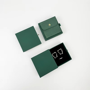 Custom Dark Green Cardboard Paper Sliding Drawer <b>Earring</b> Bracelet Ring Necklace Packaging Jewelry Drawer <b>Box</b> and Bag - Product Image 3