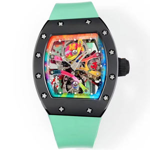 Boîtier en céramique style graffiti personnalisé, verre saphir, mouvement squelette tourbillon, élégant, polyvalent, unisexe, mécanique, 3 ATM, sport - Product Image 2