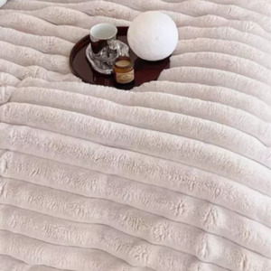 Directo de fábrica Venta caliente Franela 3D Jacquard Manta a rayas Felpa Esponjosa Suave Acogedora Cama gruesa Sofá Manta de invierno Funda de almohada - Product Image 3