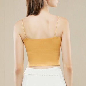 Breathable Solid Color Crop <strong>Cami</strong> <strong>Top</strong> for Women Non Slip Padded <strong>Built</strong> <strong>in</strong> <strong>Bra</strong> Tank <strong>Top</strong> All <strong>in</strong> One <strong>Bra</strong> Camisole - Product Image 4