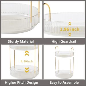 Organisateur de cosmétiques rotatif de luxe léger en plastique PET moulé par injection, boîte à bijoux, organisateur de maison moderne et durable pour salle de bain - Product Image 2