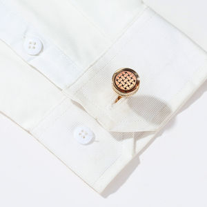 Boutons de manchette pour homme de style français, boutons de manchette ronds bleus rayés en argent, boutons de manchette de luxe pour homme - Product Image 6