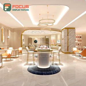 Luxury Wooden Jewelry Counter Glass Display Cabinet LED Light Modern High End Jewelry Showcase Display Cabinet - Product Image 5