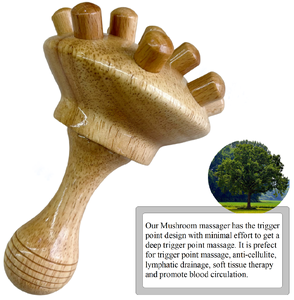 滑らかな木製ビーズリンパ排水マッサージャーハンドヘルドマッシュルームセラピーボディフィットネスツール - Product Image 4