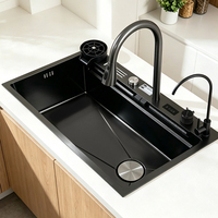 Évier de cuisine multifonctionnel moderne intelligent à cuve unique en acier inoxydable pour montage sur comptoir