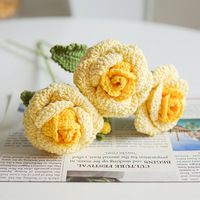 Tissé à la main Rose Artificielle Crochet Bouquet Décoration de La Maison Fleurs pour Noël Graduation Nouvel An Photographie Props