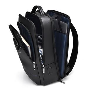Wholesale PU Business <b>Laptop</b> <b>Backpack</b> with USB Charging Port Multi Pocket 15.6 Inch Faux Leather Travel School <b>Backpack</b> - Product Image 4