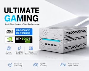 Mini PC de jeu IA R7-9800X3D/R9-9950X3D RTX5060ti 16 Go 16 cœurs, jusqu'à 96 Go DDR5, WiFi7, BT5.4, sortie six écrans, format compact - Product Image 1